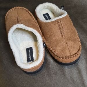 Kids Lucky Brand Tan Suede Slippers 13/1 Unisex Boys Girls Chestnut Brown